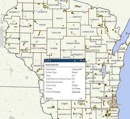 Wisconsin rustic roads map