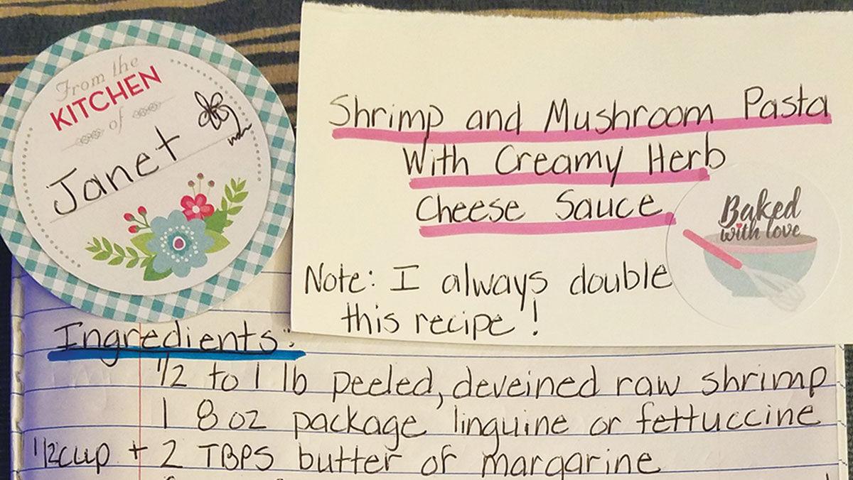 Recipe card for pasta