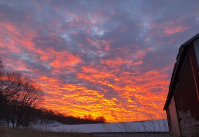 Brilliant sunrise colors Hardie farm