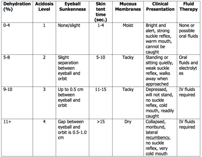 calve scours table