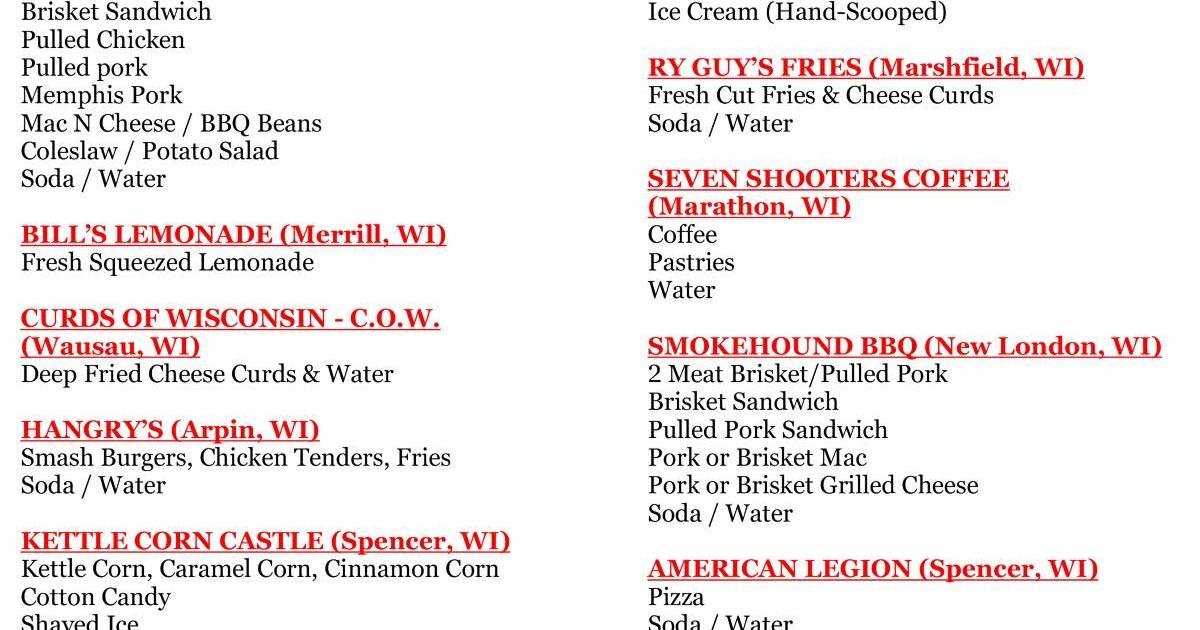 2026 Wisconsin Farm Technology Days -- Food Truck Menus
