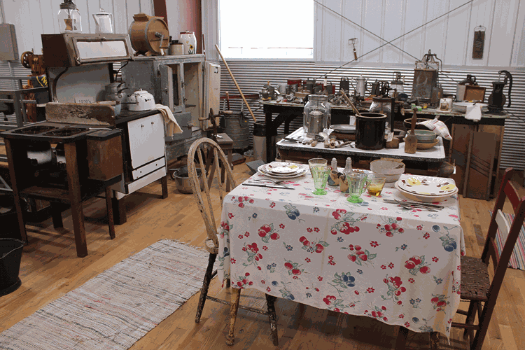 replica of a 1920s farmstead kitchen