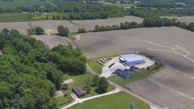 Aerial view of farm and farmland