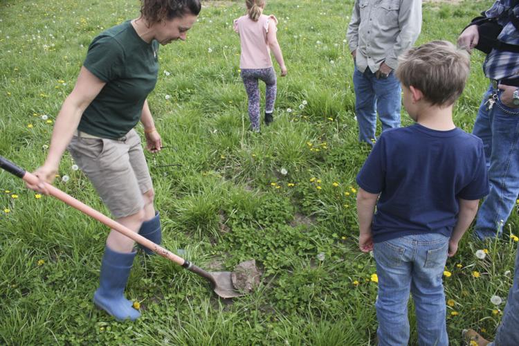 Rachel Bouressa with spade