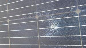 Cracked solar panel