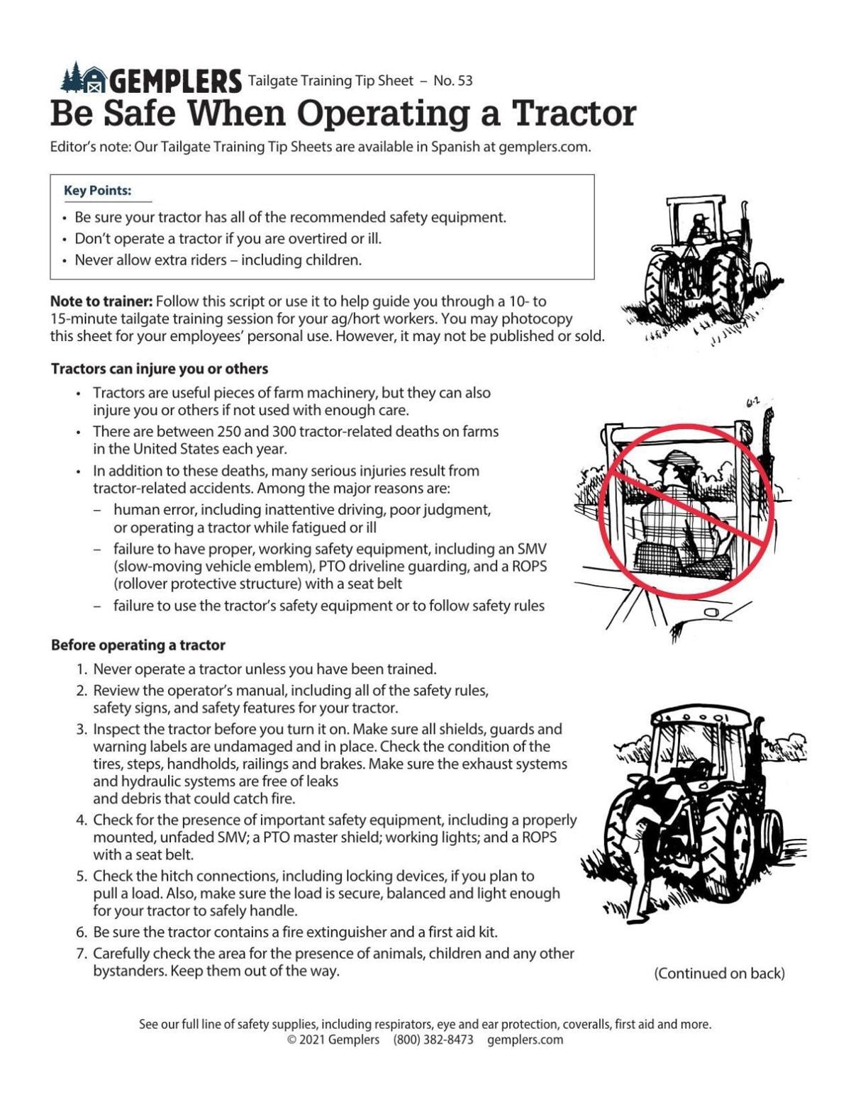 Be Safe When Operating a Tractor page 1 - English