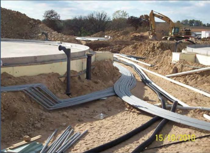 Pipes laid out during construction of Clear Horizons biodigester
