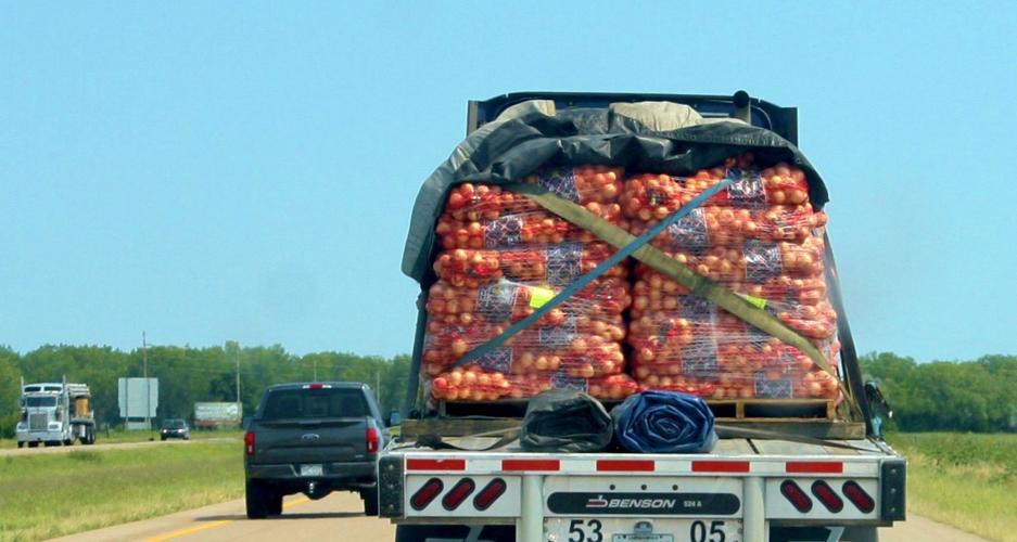 Onion truck on Interstate 80
