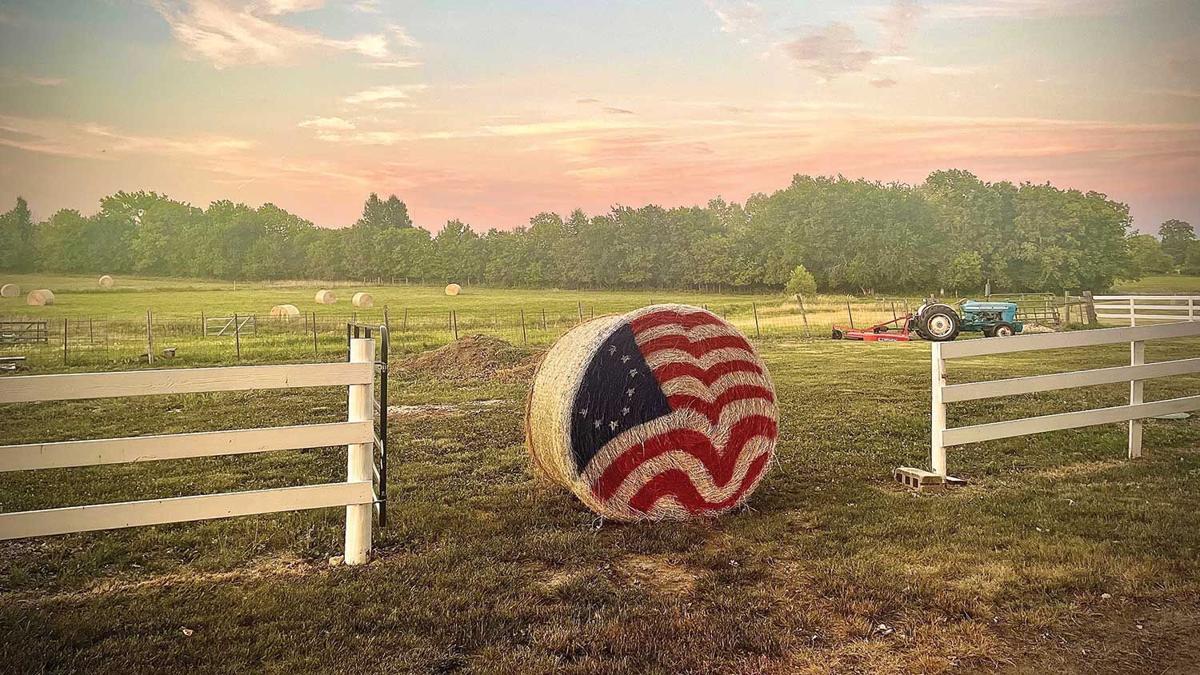 Flag hay bales