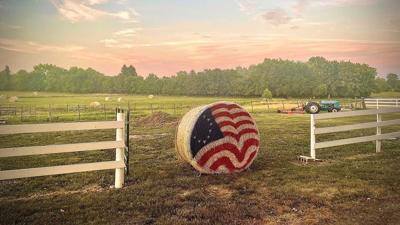 Flag hay bales