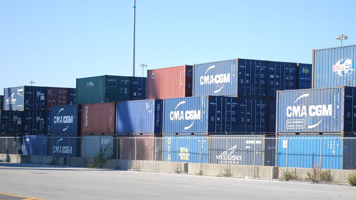 Storage containers on loading dock