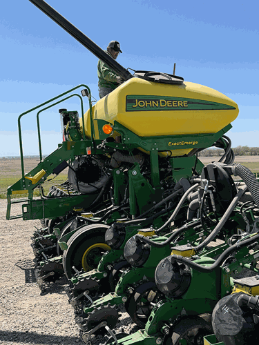 Pat Moore fills up the planter