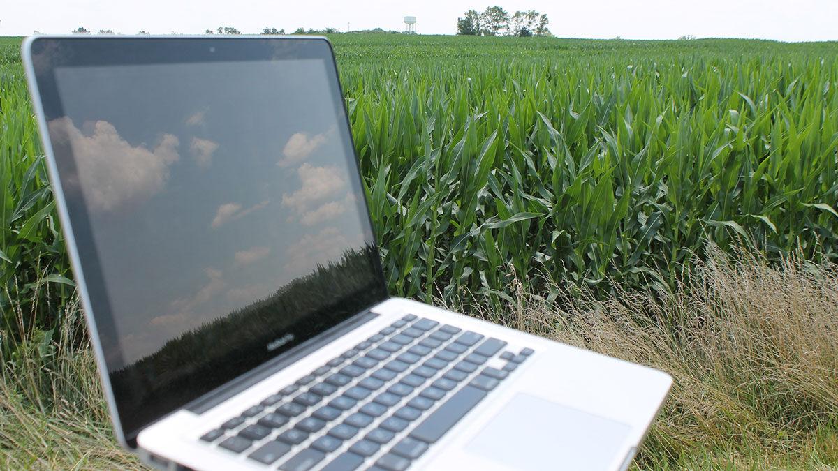 Laptop in field