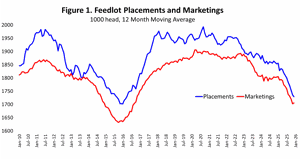 Figure 1. Feedlot Placements and Marketings