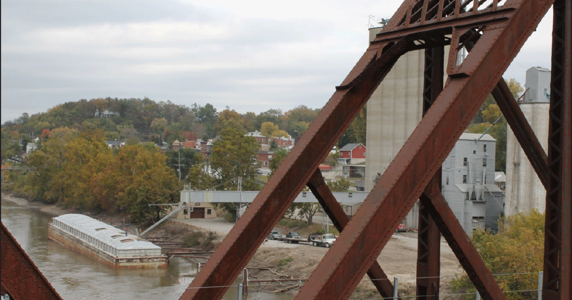 bridge river grain barge