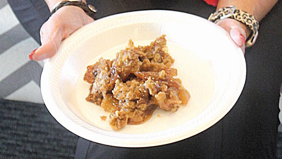 Apple crisp slice close up