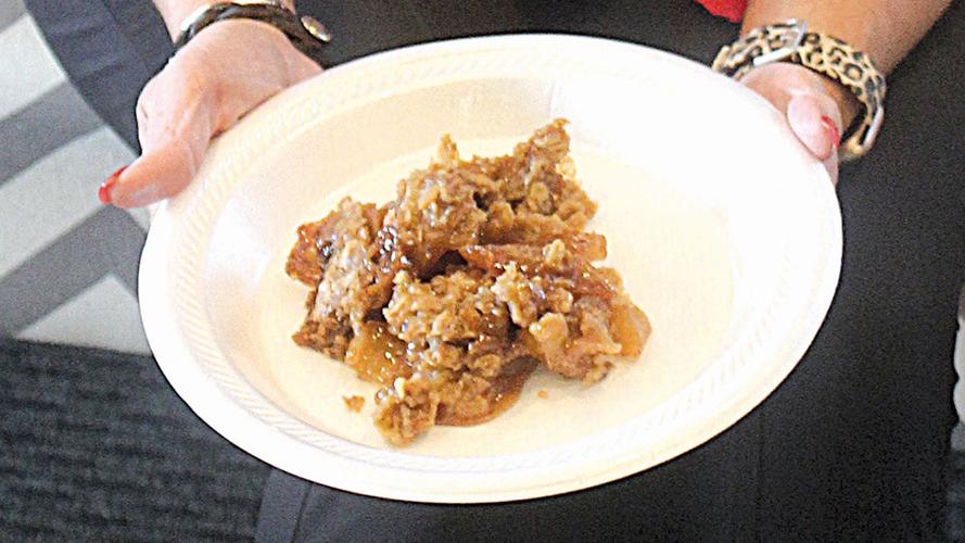 Apple crisp slice close up