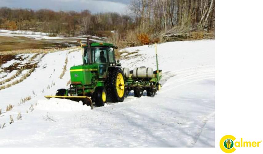 Track in snowy field