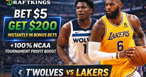 Timberwolves vs. Lakers Tonight: Claim DraftKings Bet $5 Get $200 Bonus Bets Offer