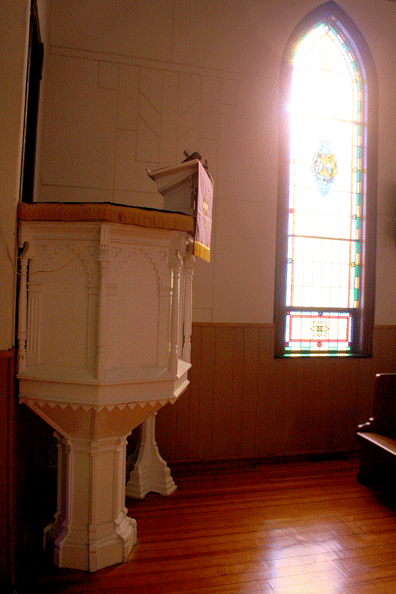 Wood Lake Lutheran pulpit