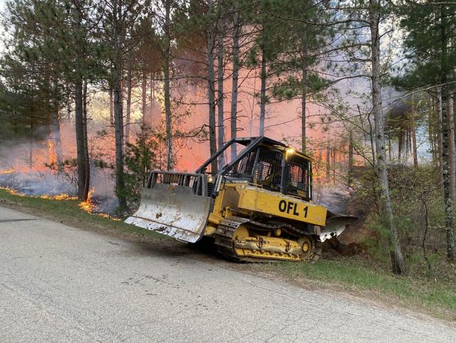 Bulldozer in fire