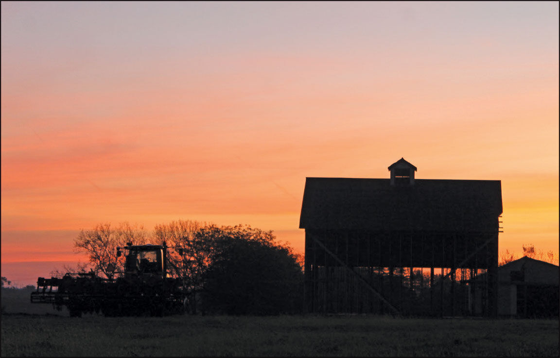 barn at sunset