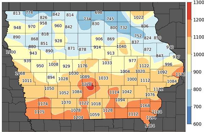 Growing degree days in Iowa