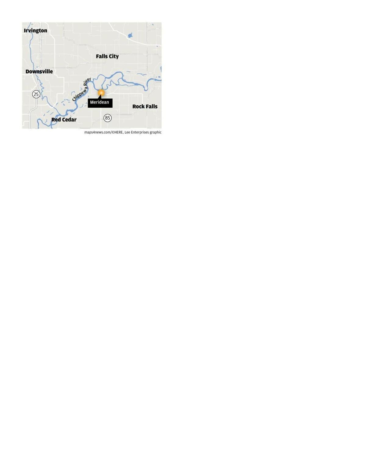 Map of Meridean, Wisconsin