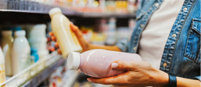 Consumer choosing dairy product