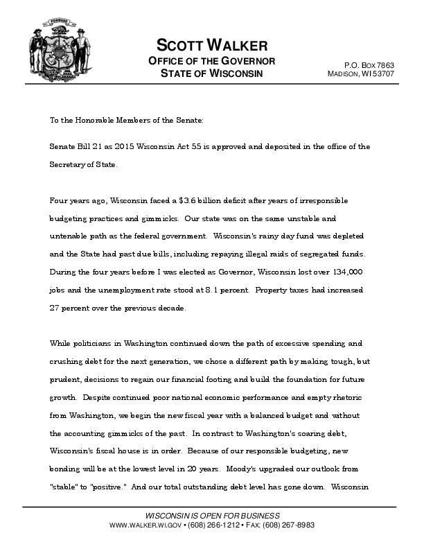 Gov. Scott Walker's vetoes to 2015-17 state budget