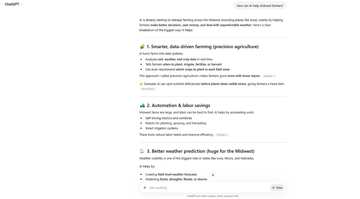 Screenshot from ChatGPT