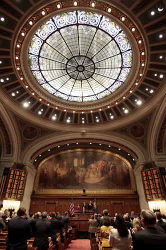 Gov. Scott Walker addresses a joint session of the Legislature