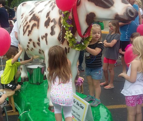Kids with "Addie the Cow"
