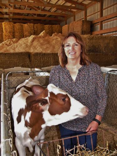 Bonnie Van Dyk and calf