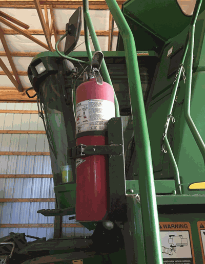 fire extinguisher on combine