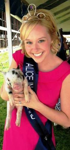 Kristin Olson with piglet