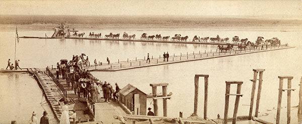 The Missouri River's first pontoon bridge