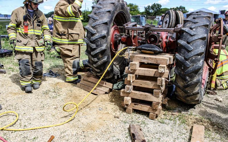 Overturned tractor