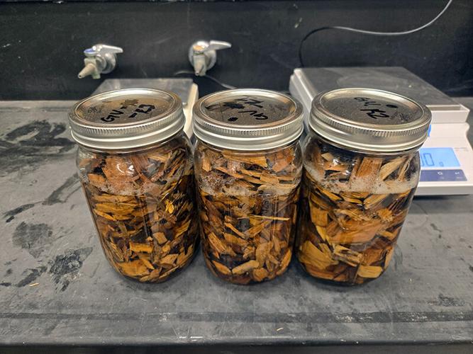 Wood chips in mason jars