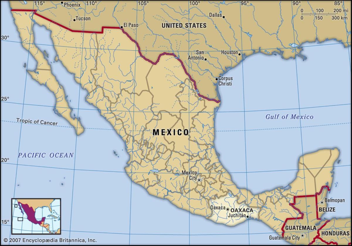 Map Of Oaxaca Mexico 9730