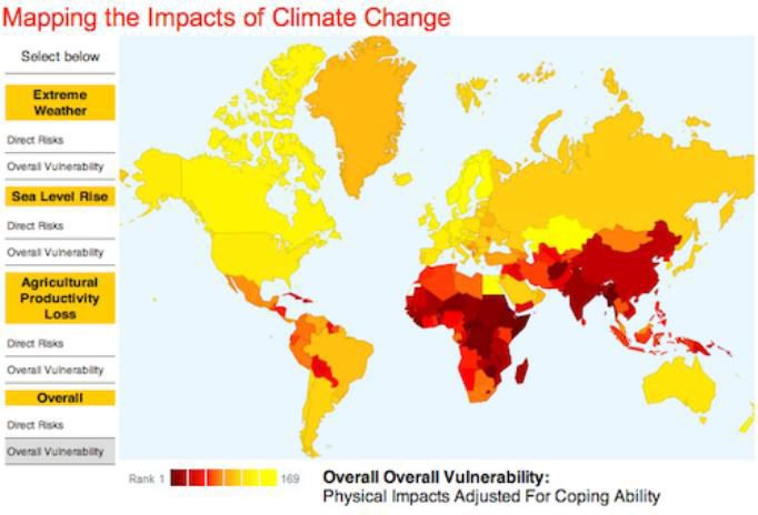 projected environmental impacts of global temperature change
