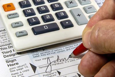 Calculator and tax form