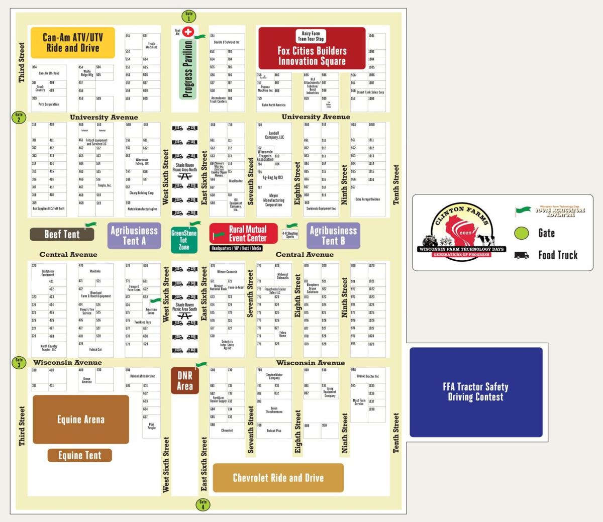 2025 Wisconsin Farm Technology Days grounds map