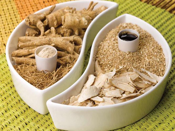 Ginseng roots in various forms