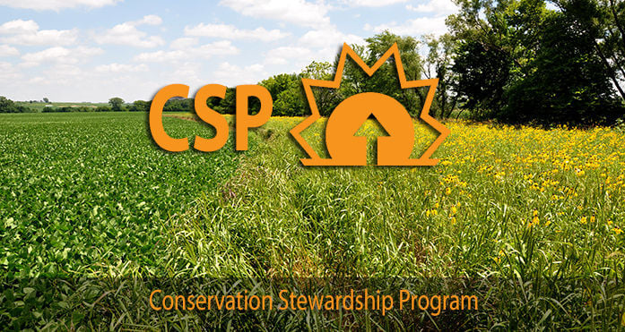 USDA Conservation Stewardship Program logo and field