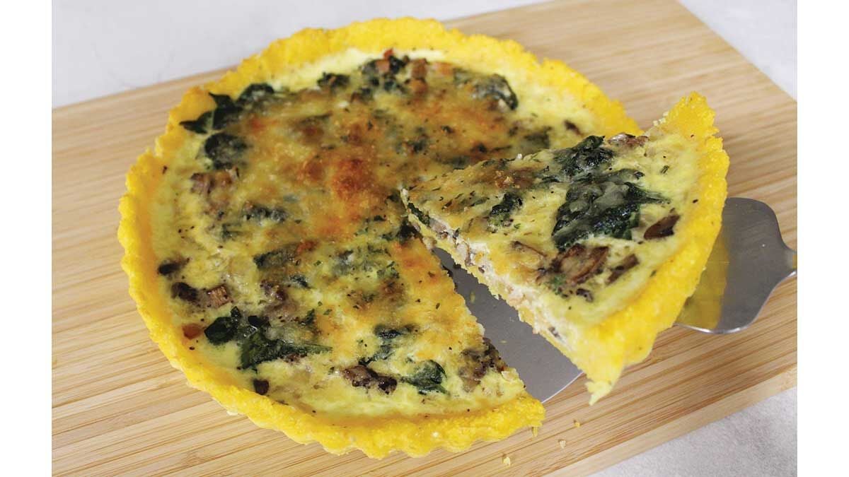 Chef Bob’s Mushroom and Spinach Polenta Tart
