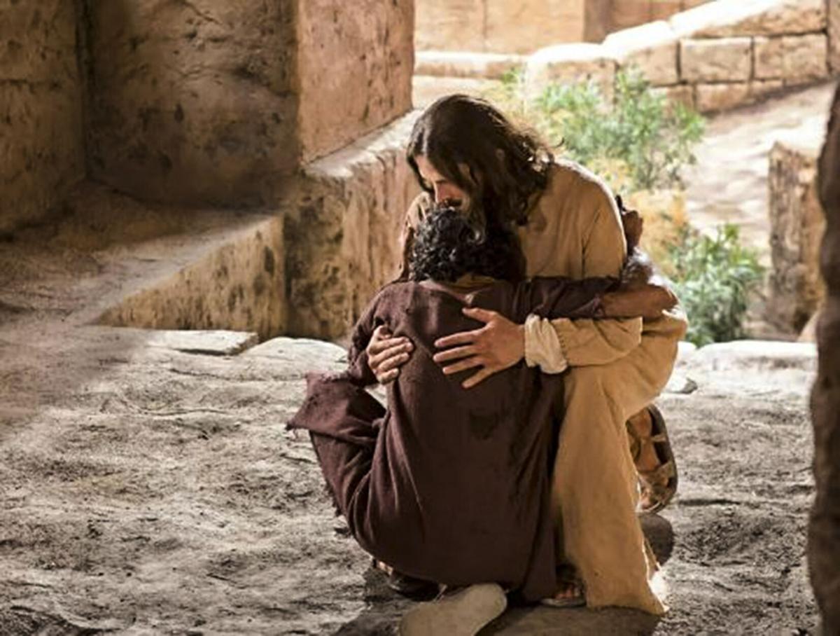 Jesus with leper