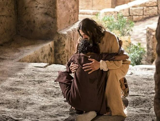 Jesus with leper
