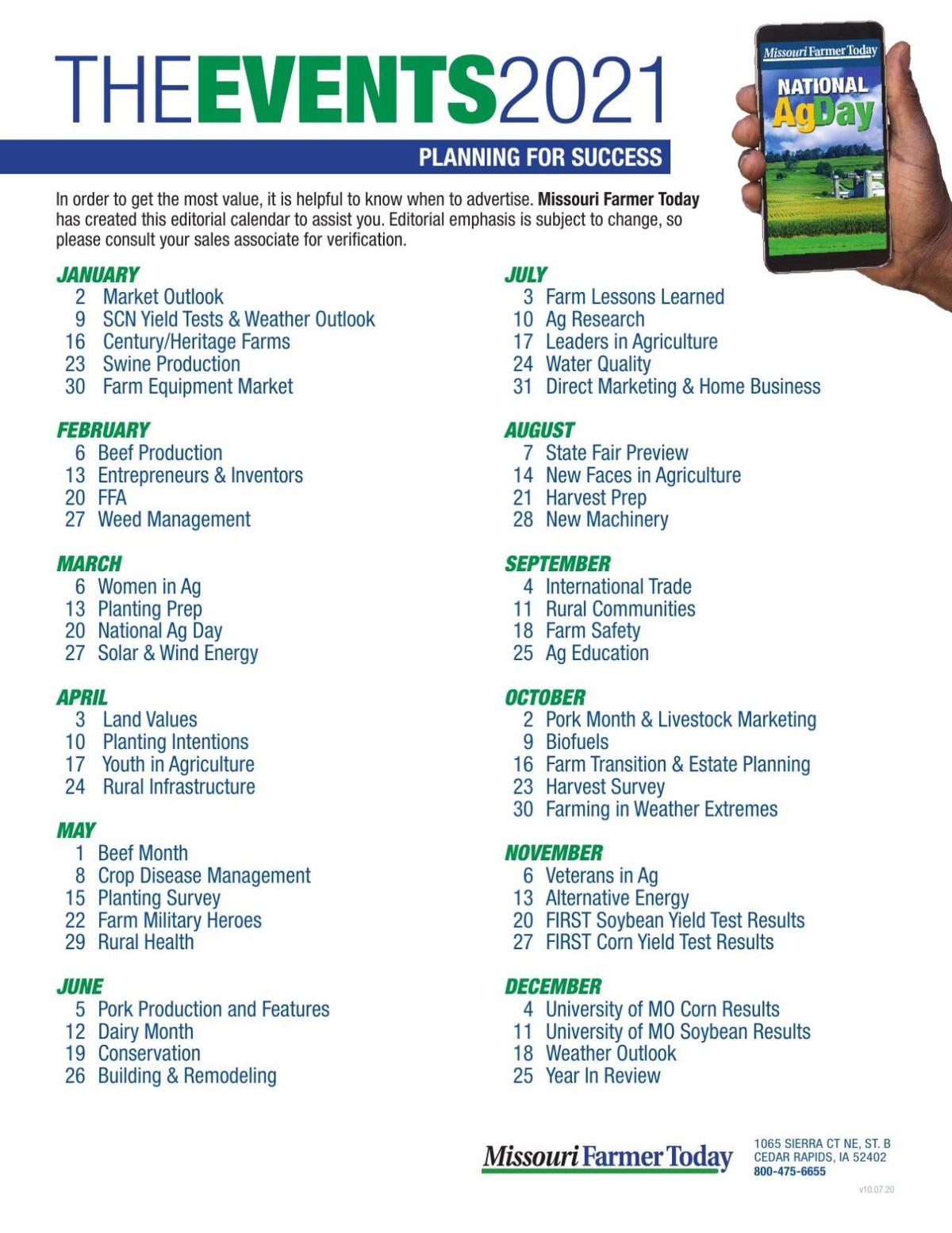 Editorial Calendar 2021 Advertise With Us Agupdate Com