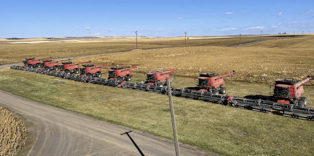 Combines in field